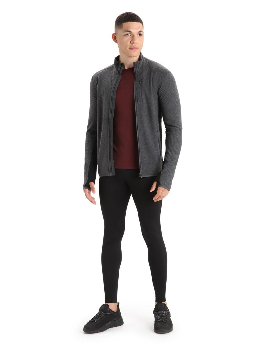 Vestes Icebreaker RealFleece™ Merino Descender Long Sleeve Zip Homme Noir | FR 1243XYUF